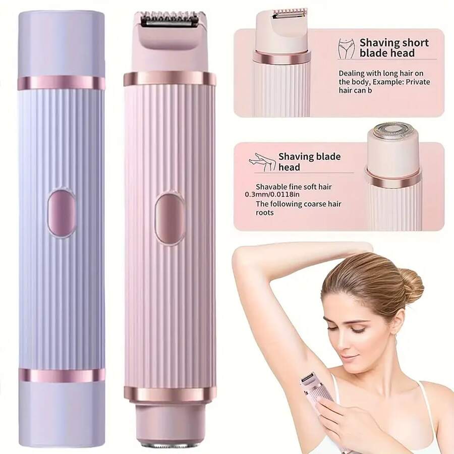Máy cạo râu điện 2 trong 1 dành cho nữ - Dùng được cả khi ướt và khô, thích hợp cho vùng bikini, lông mày, mặt, chân và nách - Máy tỉa lông bikini cầm tay - Thiết kế không dây, có thể sạc lại - Tẩy lông nhẹ nhàng và hiệu quả