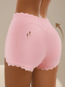 QUASTI 3 Pieces Women's High Waist Body Shaping Boxer Bottoming Panties Sexy Lace Trim Design Tummy Control Butt Lift Comfortable Skin-Friendly Breathable - 彩色 - 查看 5