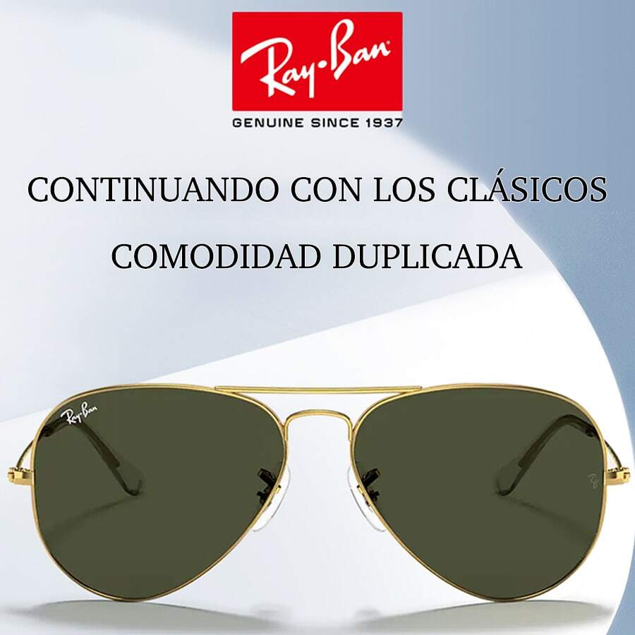 Ray-Ban Lentes De Sol Ray - Ban Aviator Estilo Clasico Unisex Color de la lente Verde Color del armazón Dorado Diseño Protección UV - Verde - Ver 1
