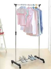 Double Clothes Rack With Iron Wheels Wardrobe Clothes Hanger Shirt Shoe Rack Closet Bedroom Hanging 30kg - 衣物收納盒 - 查看 5