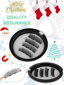 Femgxiu 1套4根磁性睫毛 - 自然轻盈可重复使用假睫毛，强磁吸附，3D卷翘蓬松狐狸眼效果，快速上眼，最快5秒即可上妆，7-12mm仿貂毛睫毛 - 黑色 - 查看 7