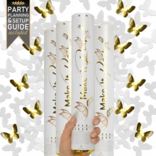 Paquete de 4 petardos de confeti dorados, cañones de confeti para eventos y celebraciones de cumpleaños, serpentinas y petardos a granel. - Blanco - Ver 1