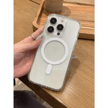 Funda dura magnética transparente Simple, adecuada para iPhone 15promax, Apple 14Pro Light Luxury 13, anticaída, todo incluido, 16promax Advanced Sense 15 / 16plus, regalos para familiares, amigos, niños,  Cumpleaños, primavera, vacaciones, novios, novias, Día de San Valentín - transparente - Ver 1