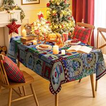 1/20 件圣诞桌布 - 带雪人的长方形桌布，圣诞树图案印花桌布，适合家庭、餐厅和派对装饰，圣诞桌面装饰，圣诞氛围装饰。 - 彩色 - 查看 4