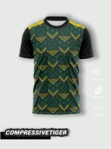 Custom Jamaica Soccer Jersey - Stand Out On The Field With Unique Patterns. This Jersey Blends Bold Green, Black, And Yellow Motifs, Infusing Your Team's Look With Rich Cultural Flair. Perfect For Teams Wanting To Make A Statement, It Offers Full Customization-Add Your Logo, Player Names, And Numbers, Halloween, Thanksgiving, Christmas And New Year Gifts - Green - View 2