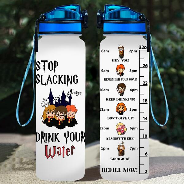 Harry Potter 32oz Large Capacity Sports Water Bottle With Harry Potter Creative Graphic, Motivational Reminder To Stay Hydrated, Shatterproof Matte Plastic Direct Drink Water Cup With Scale, Leak-Proof Portable Travel Mug, Suitable For Outdoor Sports, Fitness, Camping