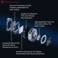 nubia Redmagic VC Cooler 6 银色，热传导速度提升 54%，10 秒内温度下降 18℃，30W 三模式智能温控，定制小型轴流风扇：风量增加 20%，轻巧紧凑，适用于各种场景