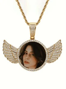 1 Pieza de Collar Personalizado con Fotos, Collar Personalizado con Fotos por Ambos Lados, Cadena Conmemorativa de Hip-Hop con Colgante de Foto Personalizado, Regalo Personalizado Muy Conmemorativo para Novia o Novio