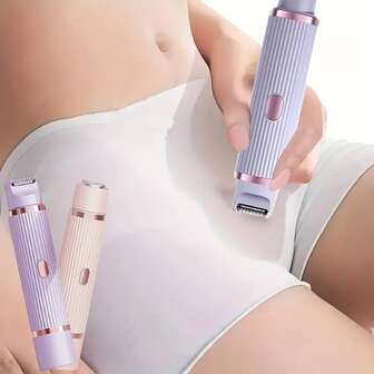 2-In-1 Women's Electric Shaver Double Headed Bikini Trimmer Body Hair Remover Suitable For Bikini, Underarm, Leg, Arm, Body, Face, USB Charging Electric Shaver, Gentle And Skin Friendly