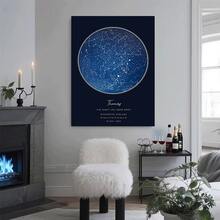 Framed A Personalized Star Map Featuring A Specific Date And Location, Creating Unforgettable Memories. This  Canvas Print Of A Custom Constellation Map Is Perfect For Birthdays, Weddings, Romantic Anniversaries, Engagements, Graduations, And The Night Of A Couple'S First Meeting. - Framed - View 1