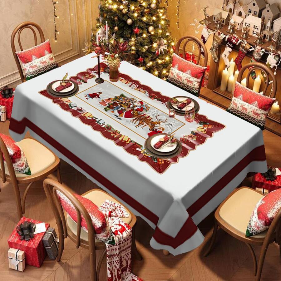 1/20 chiếc khăn trải bàn Giáng sinh cổ điển có hình ông già Noel, thiết kế họa tiết hộp quà - Khăn trải bàn trang trí lễ hội cho tiệc trong nhà/ngoài trời, trang trí nhà cửa và quà tặng mùa đông, đồ trang trí Giáng sinh, quà tặng Giáng sinh hoàn hảo - Nhiều màu - Xem 1