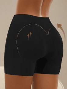 QUASTI 3 Pieces Women's High Waist Shaping Boxer Bottoms Tummy Control Butt Lift Comfortable Skin-Friendly Solid Color Simple Design - Multicolor - View 5