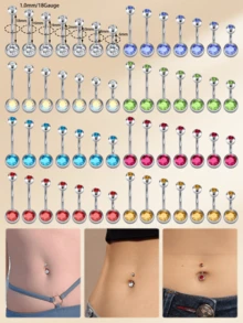 Nhẫn rốn bằng thép không gỉ Cubic Zirconia thời trang Nhẫn xỏ khuyên rốn Trang sức xỏ khuyên rốn Nhẫn rốn Nhẫn rốn Nhẫn rốn Trang sức xỏ khuyên rốn Nhẫn xỏ khuyên rốn 14G 6mm 8mm 10mm 12mm 14mm 16mm 18mm Nhẫn rốn cho nam nữ để trang trí hàng ngày - Vòng rốn - Xem 3