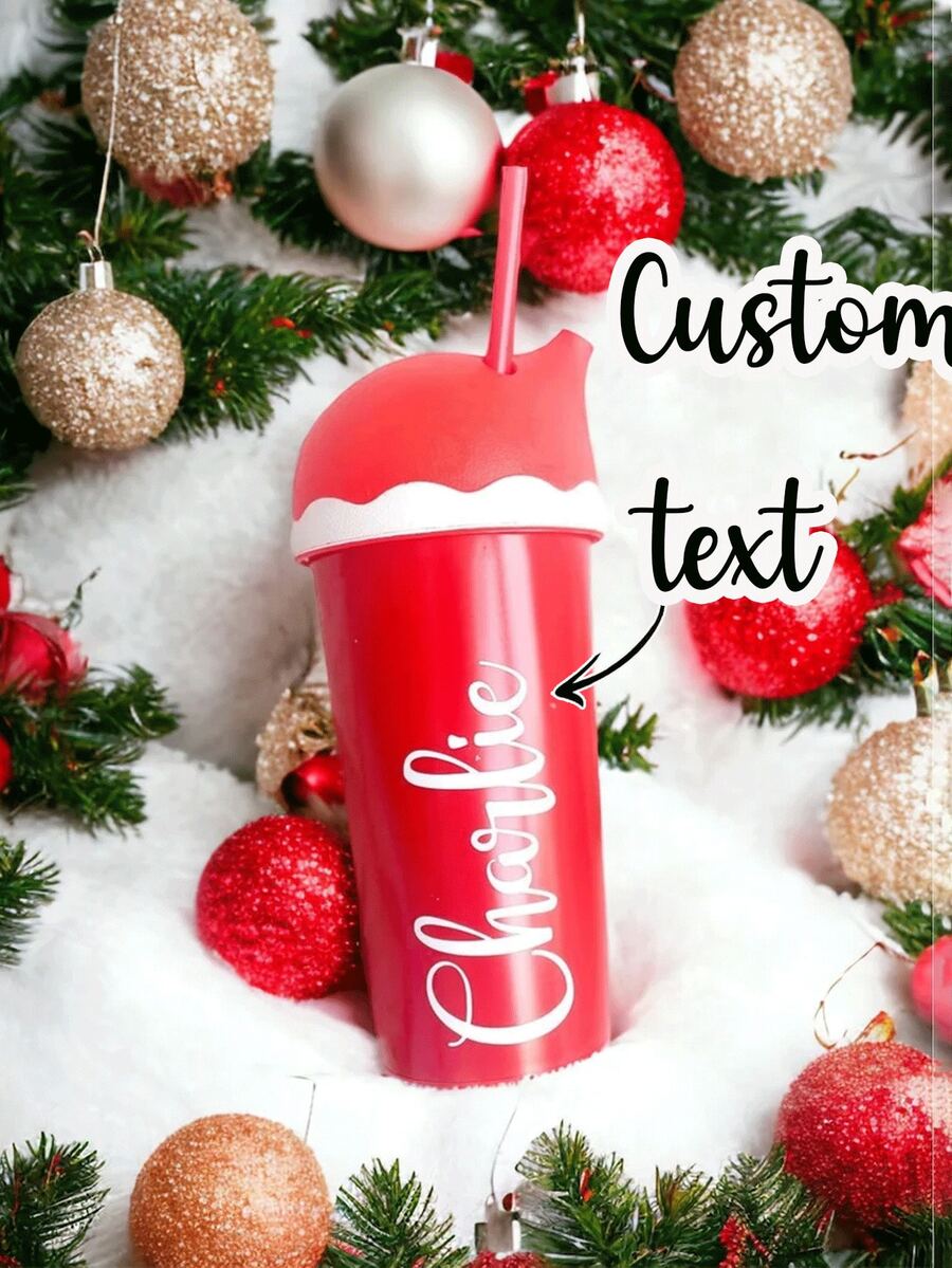 1 pahar de Crăciun cu pălărie/cană de Crăciun personalizată, sticlă de apă de Crăciun personalizată, cană cu ren, cadou drăguț de Crăciun