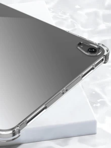 Juego de funda protectora para tableta 2 en 1: 1 protector de pantalla de vidrio templado resistente a los arañazos + 1 funda protectora de silicona TPU anti-golpes y anti-arañazos, compatible con iPad/MatePad/Honor Pad/Tab/Mi Redmi/Galaxy Tab, empaque protector grueso - Transparente - transparente - Ver 7