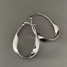 Sterling Silver Post Earrings Mobius Twist Hoop Earrings – Lightweight Spiral Hoops For Women, Everyday Chic Design 0.83Inc1.22IN - Silver - View 1