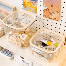 1pc Multi-Purpose Storage Box Transparent With Lid, Portable Clear Organizer Container For Jewelry Makeup Brushes Lipsticks Hair Accessories Nail Art Tools Small Gadgets Desk Organizer For Vanity Bathroom Dresser Countertop Office Craft Supplies Remote Controls Desktop Trash Station Seasonal Gift Wrapping Organizer For Holiday Shopping Cyber Monday Thanksgiving Halloween Christmas New Year Home Travel Dorm Room Essentials