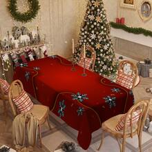 1/20pcs Christmas Themed Tablecloth, Exquisite Snowflake Pattern Design, - Easy To Clean Design Is Perfect For Picnics, Camping, Weddings, Birthdays, Restaurants And Buffet Dinners, Christmas Atmosphere Decoration - Multicolor - View 5