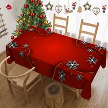 1/20pcs Christmas Themed Tablecloth, Exquisite Snowflake Pattern Design, - Easy To Clean Design Is Perfect For Picnics, Camping, Weddings, Birthdays, Restaurants And Buffet Dinners, Christmas Atmosphere Decoration - Multicolor - View 4