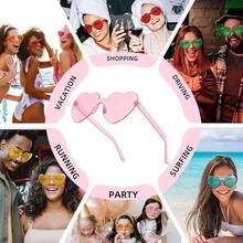 Heart-Shaped Glasses, Black Fashionable Frameless Heart-Shaped Glasses, Funny Heart-Shaped Glasses Suitable For Party Favors, Christmas - Black - View 5