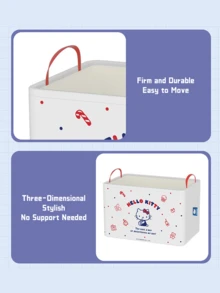 Sanrio 家庭系列肉桂卷收纳盒，折叠式设计，防溅面料，防潮底座，可折叠以便紧凑包装，非常适合放在壁橱架子、书桌抽屉、宿舍、露营装备、房车存储、玩具箱或工艺品用品中，轻质手柄，加固接缝，可爱肉桂卷印花，可堆叠，适合 Sanrio 收藏家作为礼物，节省空间的家居和办公室收纳盒 - Cinnamoroll-藍色 - 查看 6