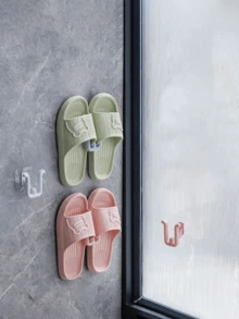 1/2/3 Slipper Hooks, Shower Flip Flops Adhesive Storage Rack Saves Space Babouche Adhesive Bracket, Bathroom Shower Flip Shoe Adhesive Organizer, Bathroom Shower Flip Shoelace Adhesive Storage Rack Saves Space, Storage Rack, Space Saving Dishwashing Cloth - Multicolor - View 6