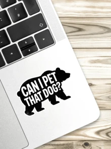 8 piezas Pegatinas "¿Puedo acariciar a ese perro?", calcomanía de meme viral divertido, regalo de humor de Internet de oso negro, pegatina de cultura pop para amantes de los memes de perros, "Acaricia a ese perro"