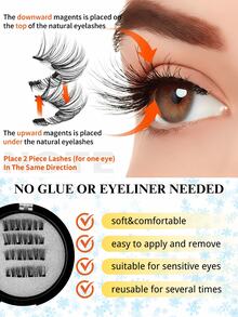 Femgxiu 1 Set de 4 Pestañas Magnéticas - Naturales y Ligeras Pestañas Postizas Reutilizables, Fuerte Adsorción Magnética, Efecto Ojos de Zorro 3D Rizado y Esponjoso, Maquillaje de Ojos Rápido en 5 Segundos, Pelo Imitación de Visón de 7-12 mm, Esencial para Maquillaje Diario/Fiesta/Cita/Cena, Resistente al Agua y al Sudor, Sin Necesidad de Pegamento, Ajuste Cómodo