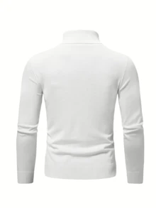 GRDR Men's Crew Neck Long Sleeve Sweater, Versatile Everyday Wear Knitted Pullover - White - View 3