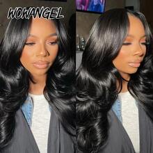 WOWANGEL Ready To Wear Body Wave Real HD Lace Front Wig 100% Burmese Virgin Human Hair 250% Density Jet Black #1 Color Wigs Swiss Lace Front Wigs For Women 13x6 True HD Lace Frontal Wigs Pre Plucked Natural Hairline Wig Glueless Melt Skins Lace Wig Bleached Knots