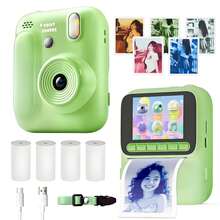 Cámara de impresión instantánea, impresora fotográfica portátil y multifuncional de colores para estudiantes, calidad de 1080P, batería de litio recargable, doble alimentación USB, función de impresión de etiquetas, enfoque automático y ligera impresión de fotos - Adecuada para ocasiones especiales y regalos