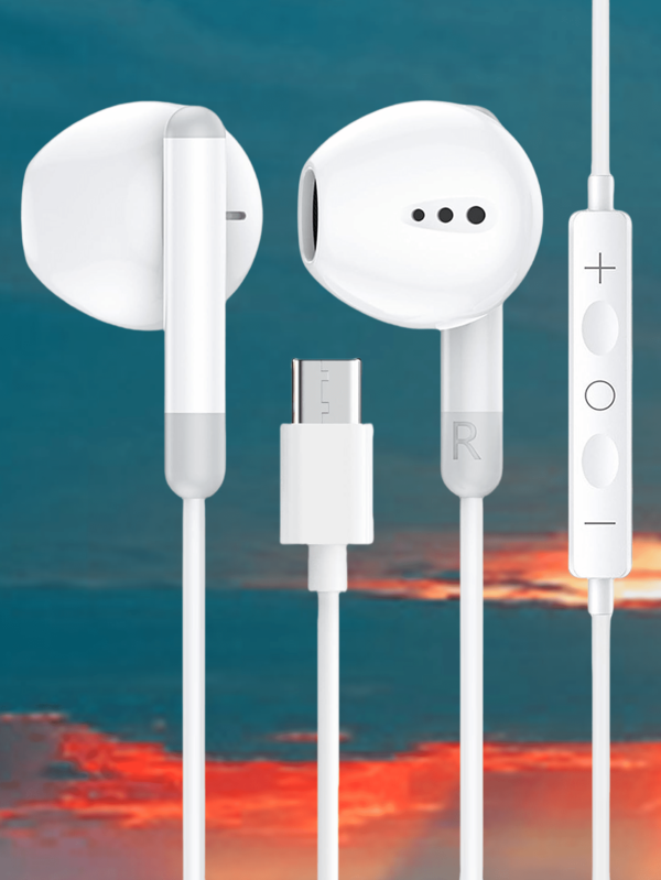 USB-C-Kabel-Ohrhörer, USB-C-Ohrhörer Ohrhörer Kabellose Kopfhörer Elektronische Anrufe & Musik Bass Stereo In-Ear-Kopfhörer Kabellose Kopfhörer Headset für iPad/PC