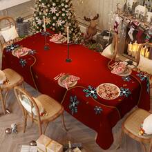 1/20pcs Christmas Themed Tablecloth, Exquisite Snowflake Pattern Design, - Easy To Clean Design Is Perfect For Picnics, Camping, Weddings, Birthdays, Restaurants And Buffet Dinners, Christmas Atmosphere Decoration - Multicolor - View 7