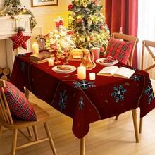 1/20pcs Christmas Themed Tablecloth, Exquisite Snowflake Pattern Design, - Easy To Clean Design Is Perfect For Picnics, Camping, Weddings, Birthdays, Restaurants And Buffet Dinners, Christmas Atmosphere Decoration - Multicolor - View 6
