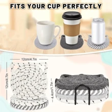 4 Stück/Set Katzenohr Untersetzer, handgefertigte leuchtend rosa geflochtene Untersetzer, rutschfeste und saugfähige Getränkeuntersetzer (mit Halter), Heimdekoration, Geschenk zum Valentinstag und Muttertag