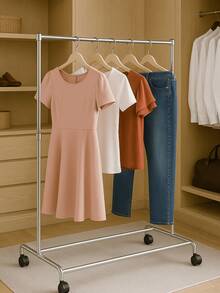 Double Clothes Rack With Iron Wheels Wardrobe Clothes Hanger Shirt Shoe Rack Closet Bedroom Hanging 30kg - 衣物收納盒 - 查看 8