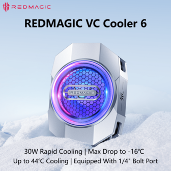 nubia Redmagic VC Cooler 6 银色，热传导速度提升 54%，10 秒内温度下降 18℃，30W 三模式智能温控，定制小型轴流风扇：风量增加 20%，轻巧紧凑，适用于各种场景