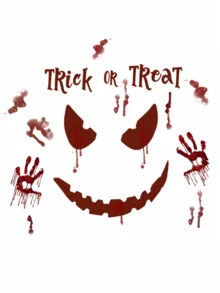 1pc Halloween Toilet Seat Decal Sticker, Holiday Hand Print Wall Decals For Bathroom Decoration, Horror Atmosphere Decor - Multicolor - View 8