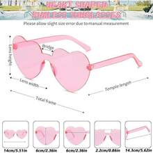 Heart-Shaped Glasses, Black Fashionable Frameless Heart-Shaped Glasses, Funny Heart-Shaped Glasses Suitable For Party Favors, Christmas - Black - View 2