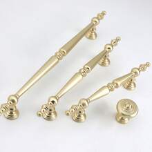 Puxador de Gabinete Estilo Francês Dourado, Moderno Minimalista Nórdico de Liga de Zinco, Botão Redondo, Ferragem de Móveis para Gaveta, Guarda-roupa, Porta de Armário de Cozinha - Furo Único / 96mm / 128mm / 192mm - Dourado - Visão 1