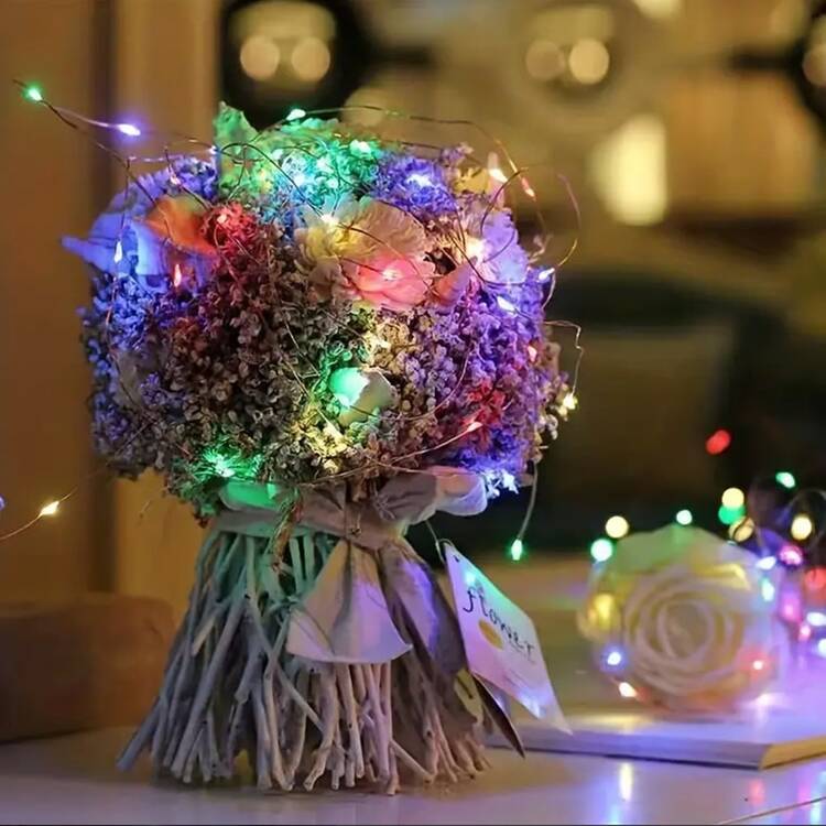 1pc 2m/5m Fairy Lights, 20/50 LED Multi-Color Fairy Lights, 3AA Battery/USB Powered LED Lights, Suitable For Christmas, Halloween, Wedding, Party, Home Holiday, Gathering, Bedroom Decor, Steady Warm Orange - Multicolor - View 9