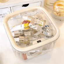 1pc Multi-Purpose Storage Box Transparent With Lid, Portable Clear Organizer Container For Jewelry Makeup Brushes Lipsticks Hair Accessories Nail Art Tools Small Gadgets Desk Organizer For Vanity Bathroom Dresser Countertop Office Craft Supplies Remote Controls Desktop Trash Station Seasonal Gift Wrapping Organizer For Holiday Shopping Cyber Monday Thanksgiving Halloween Christmas New Year Home Travel Dorm Room Essentials