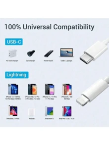 1/2/3 bucăți 1/2/3m [certificat MFi] compatibil cu cablu de încărcare pentru iPhone, cablu de încărcător rapid 2,4 A compatibil cu Apple iPhone 14/13/12/12 Pro/ Max/12 Mini/11/11 Pro/XS /Max/X R/X/8/8 Plus/IPad Cablu de date USB la Lightning, Cablu de date USB C la Lightning Tip C T0 Cablu de încărcare Lightning - alb - Vizualizare 8