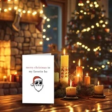 1 张送给女朋友的搞笑圣诞贺卡，送给她的幽默圣诞贺卡，粗俗的圣诞礼物，带信封的圣诞快乐贺卡