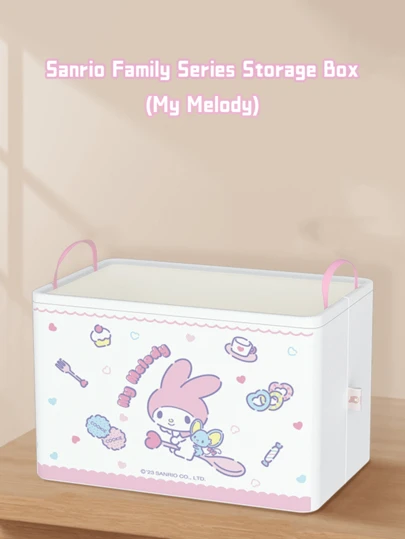Sanrio Family Series My Melody Storage Box, Fold-Flat Design, Splash-Proof Fabric, Moisture-Blocking Base, Collapses For Compact Packing, Perfect For Closet Shelves, Desk Drawers, Dorm Rooms, Camping Gear, RV Storage, Toy Bins Or Craft Supplies, Lightweight Carry Handles, Reinforced Seams, Kawaii My Melody Print, Stackable, Gift-Ready For Sanrio Collectors, Space-Saving Home & Office Organizer