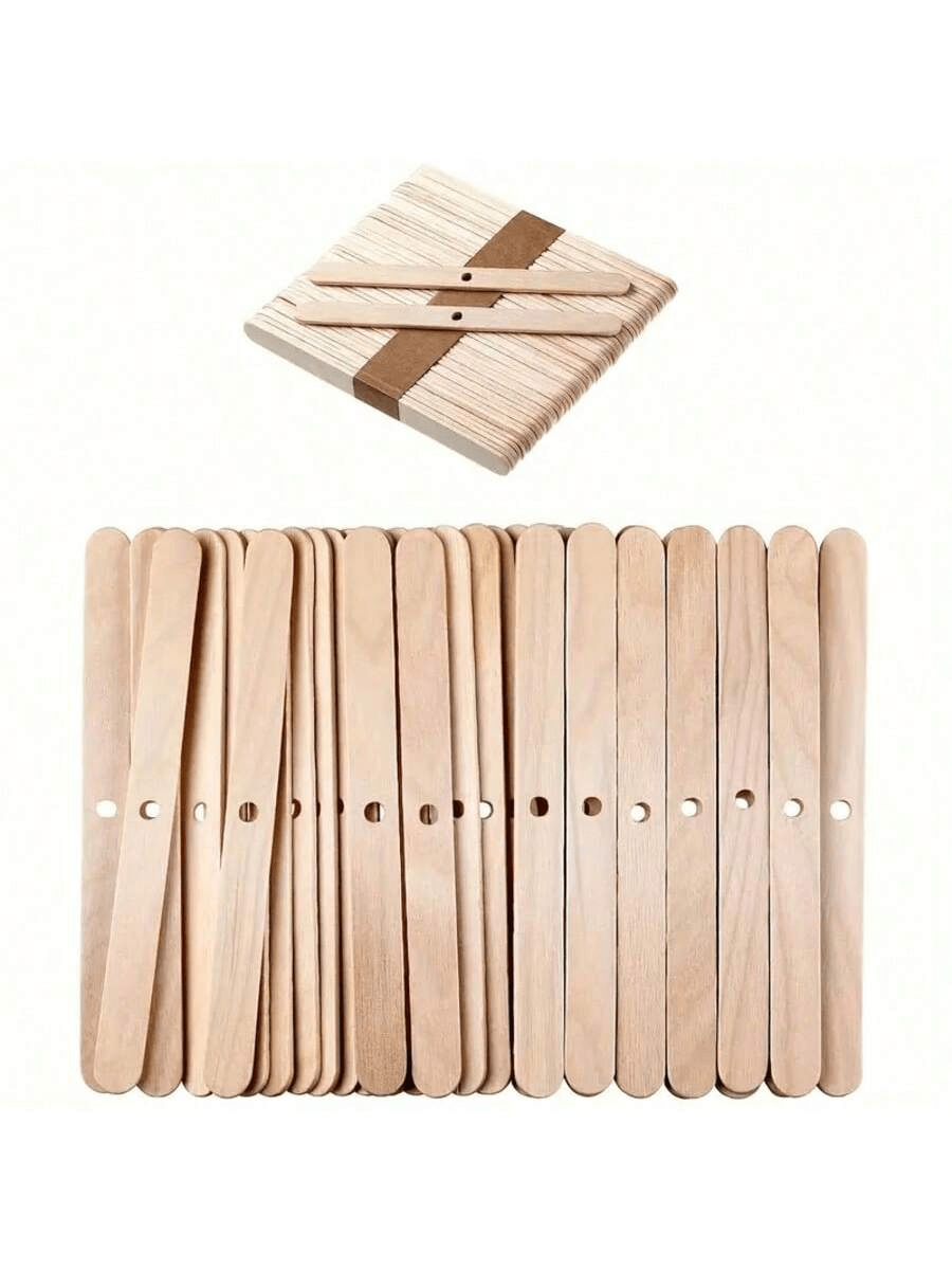 5/25/50/100/250pcs Wooden Wax Core Holders, Wooden Stick Wax Core Fixers 4.49"*0.39"