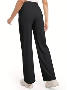 3pcs High-Waisted Wide Leg Pants - Stretchy Knit Trousers With Deep Pockets For Yoga, Lounge & Daily Commute - 3pcs Khaki+Grey+Black - 查看 9