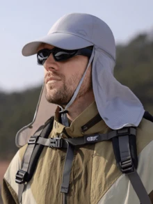 Gorra de béisbol con chal desmontable para hombres, sombrero de protección solar transpirable para exteriores con chal para el verano, pesca