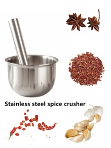 1 قطعة من مطحنة الثوم من الفولاذ المقاوم للصدأ 304، كسارة ثوم يدوية، طاحونة أعشاب، هاون ومدقة، أداة طحن متعددة الأغراض للفاصوليا والفلفل والليمون وغيرها - فضي - مشاهدة 2