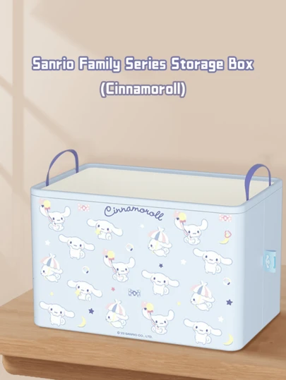 Sanrio 家庭系列肉桂卷收纳盒，折叠式设计，防溅面料，防潮底座，可折叠以便紧凑包装，非常适合放在壁橱架子、书桌抽屉、宿舍、露营装备、房车存储、玩具箱或工艺品用品中，轻质手柄，加固接缝，可爱肉桂卷印花，可堆叠，适合 Sanrio 收藏家作为礼物，节省空间的家居和办公室收纳盒